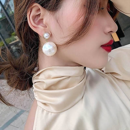 Earrings Charm Jewelry Big Pearl Korean Style 
