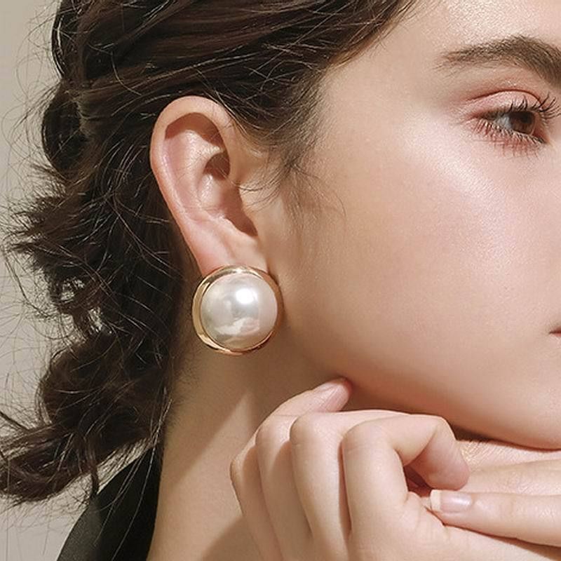 Earrings Charm Jewelry Big Round Simulated Pearl 