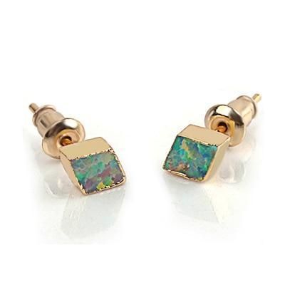 Earrings Charm Jewelry Exquisite Rhombic Blue Opal Fashion 