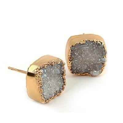 Earrings Charm Jewelry Fashion Square Quartz 