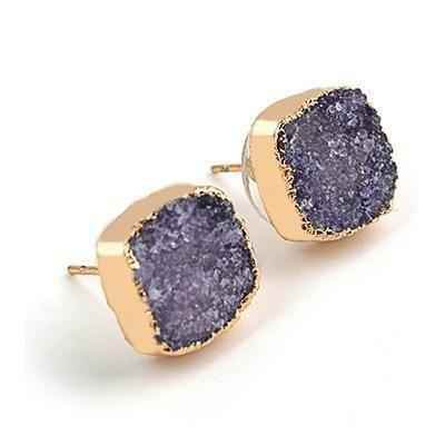 Earrings Charm Jewelry Fashion Square Quartz 