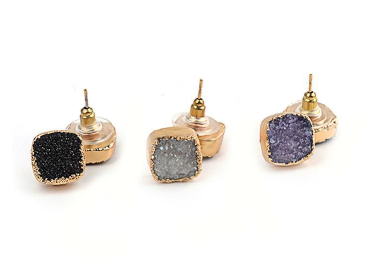 Earrings Charm Jewelry Fashion Square Quartz 