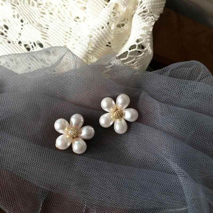 Earrings Charm Jewelry Faux Pearl Flower Fashion ET432 - Touchy Style