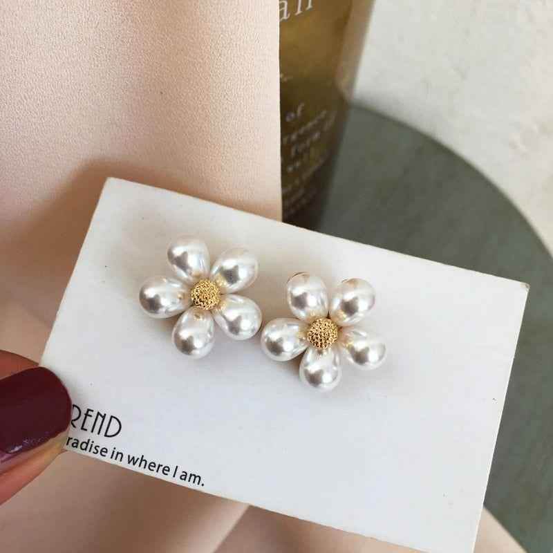 Earrings Charm Jewelry Faux Pearl Flower Fashion ET432 - Touchy Style