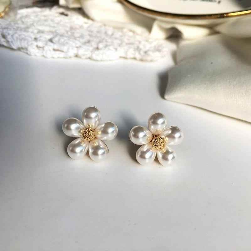 Earrings Charm Jewelry Faux Pearl Flower Fashion ET432 - Touchy Style