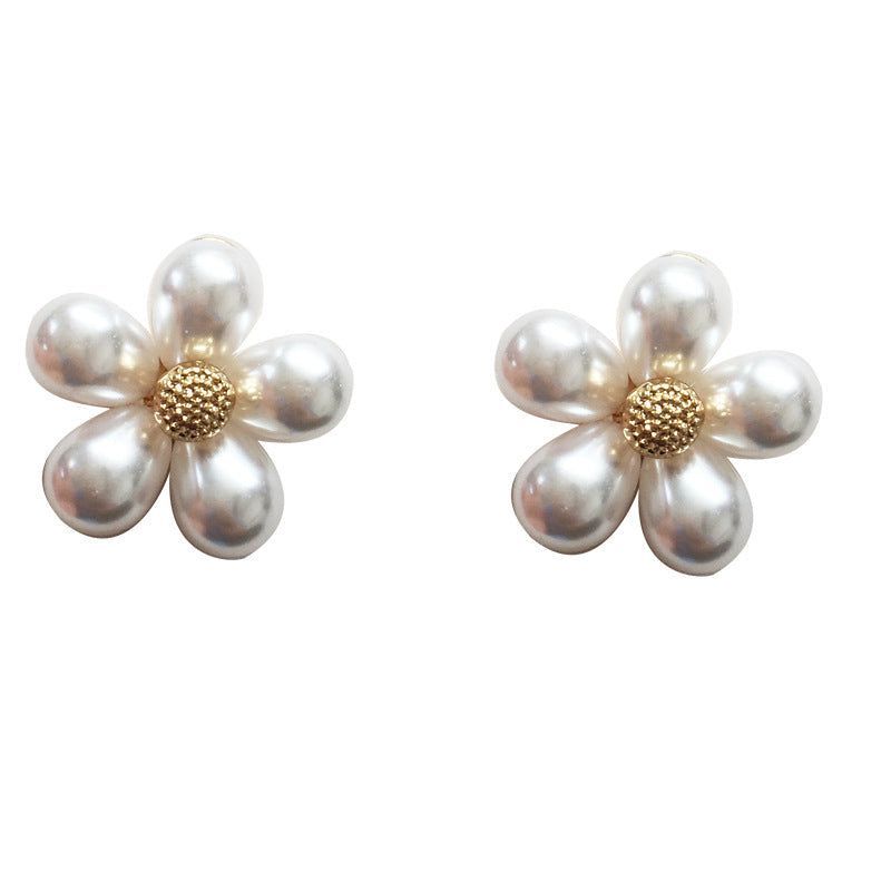 Earrings Charm Jewelry Faux Pearl Flower Fashion ET432 - Touchy Style .