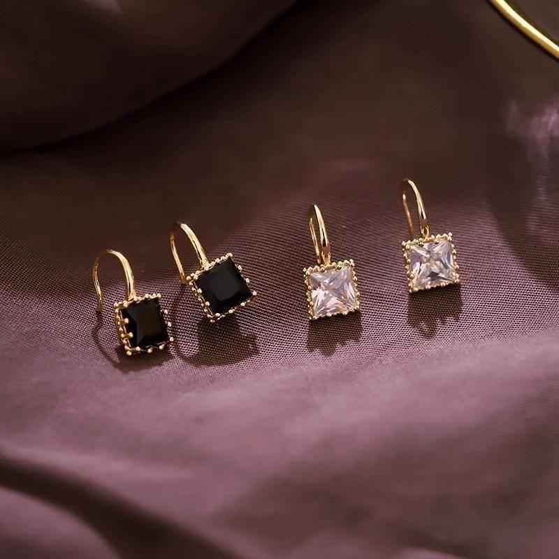Earrings Charm Jewelry Gem Square Classic Pattern 