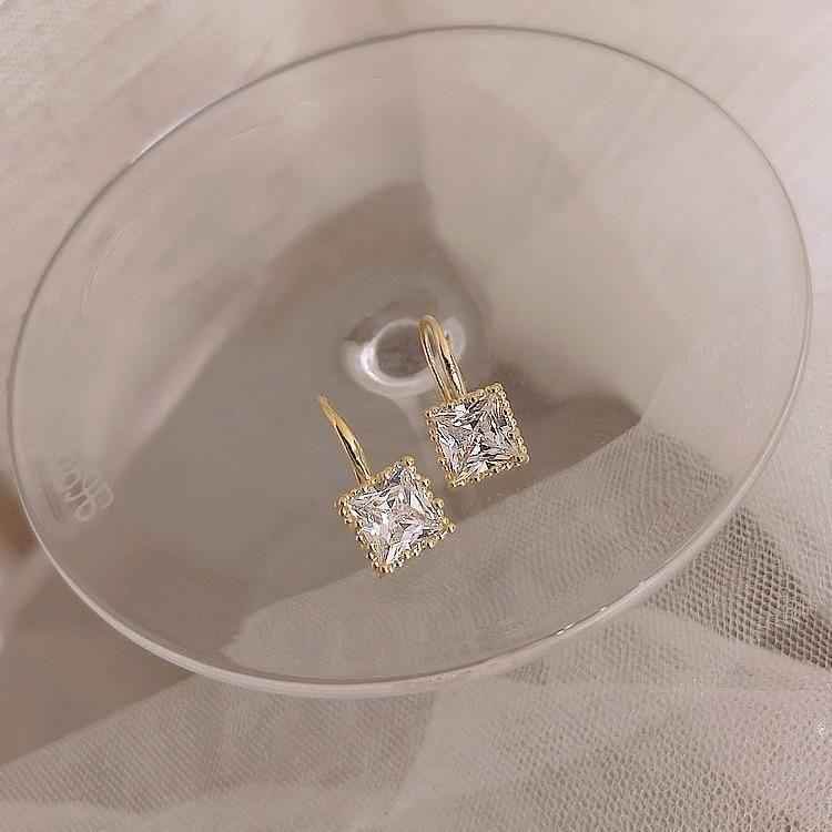 Earrings Charm Jewelry Gem Square Classic Pattern 