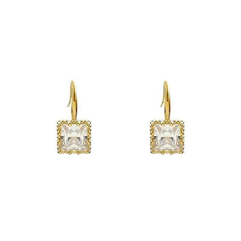Earrings Charm Jewelry Gem Square Classic Pattern 
