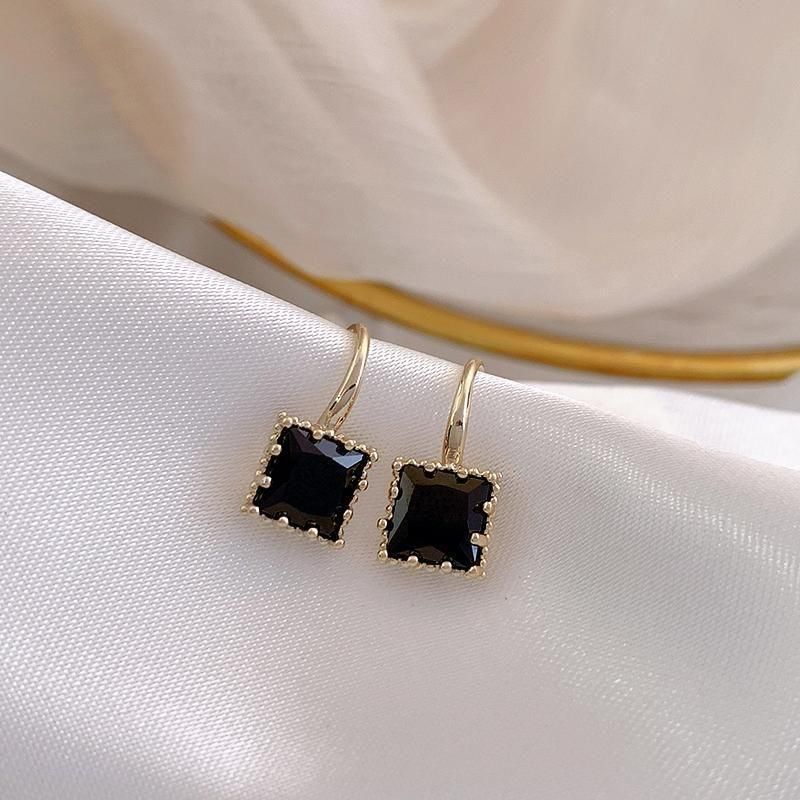Earrings Charm Jewelry Gem Square Classic Pattern 