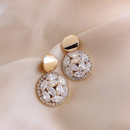 Earrings Charm Jewelry Geometric Big Crystals Pattern 