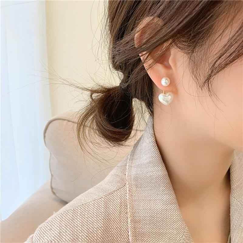 Earrings Charm Jewelry Heart Pearl Fine White Accessory DM20X88 - Touchy Style