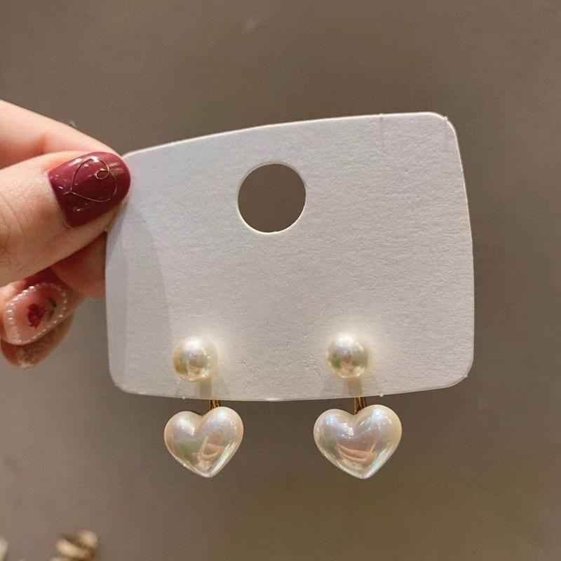 Earrings Charm Jewelry Heart Pearl Fine White Accessory DM20X88 - Touchy Style .