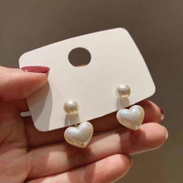 Earrings Charm Jewelry Heart Pearl Fine White Accessory DM20X88 - Touchy Style .