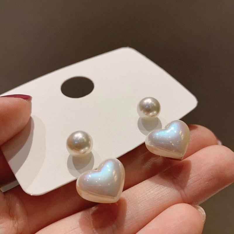 Earrings Charm Jewelry Heart Pearl Fine White Accessory DM20X88 - Touchy Style .