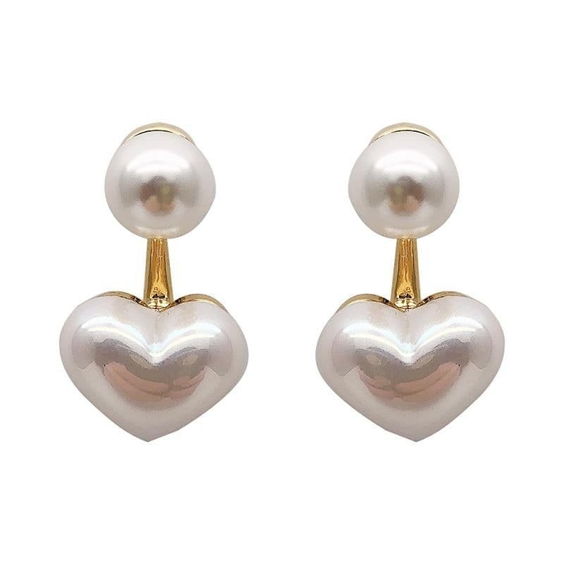 Earrings Charm Jewelry Heart Pearl Fine White Accessory DM20X88 - Touchy Style .