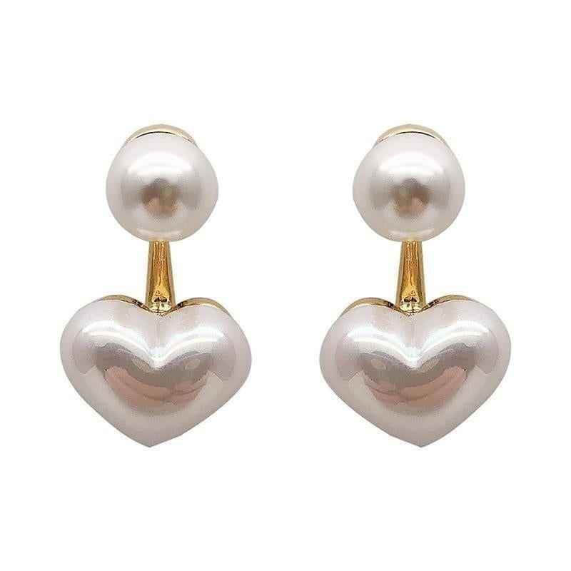 Earrings Charm Jewelry Heart Pearl Fine White Accessory DM20X88 - Touchy Style