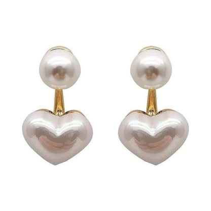 Earrings Charm Jewelry Heart Pearl Fine White Accessory DM20X88 - Touchy Style