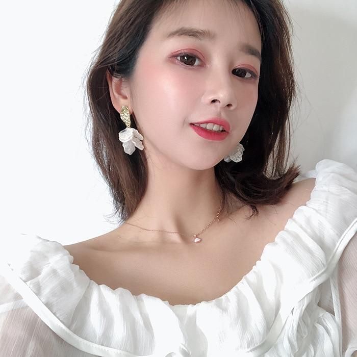 Earrings Charm Jewelry Korean White Flower Pattern - Touchy Style .
