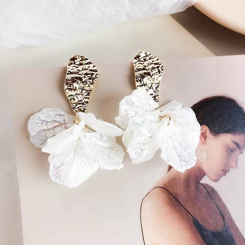Earrings Charm Jewelry Korean White Flower Pattern - Touchy Style .