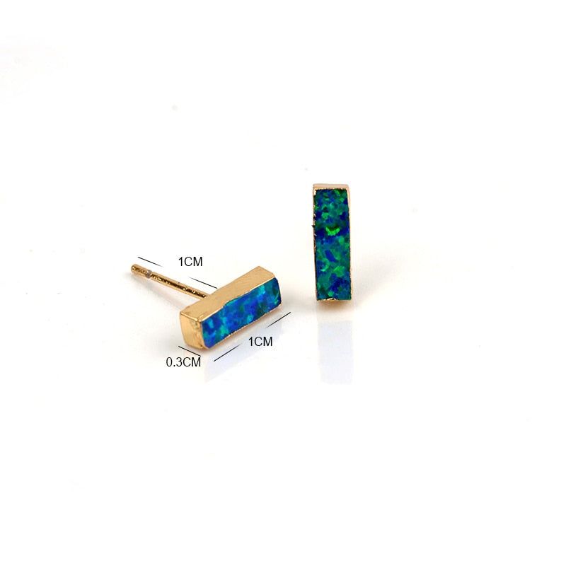 Earrings Charm Jewelry Rectangle Fire Opal Stone 