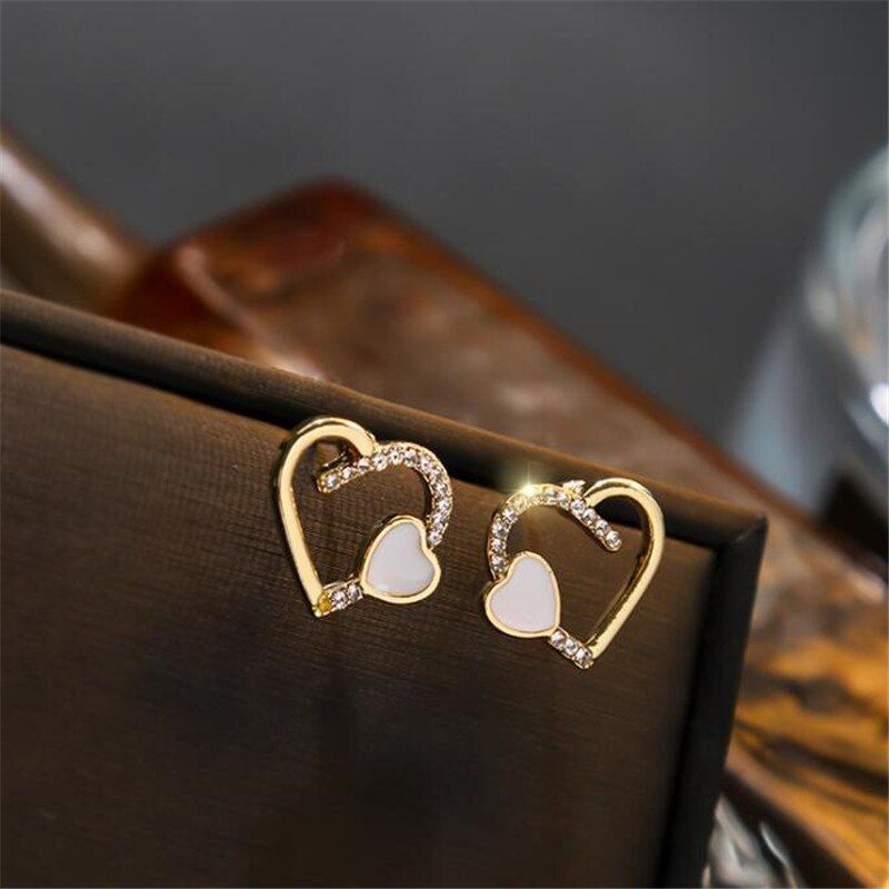 Earrings Charm Jewelry Shiny Crystal Double Hearts DM20X232 - Touchy Style .