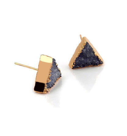 Earrings Charm Jewelry Simple Triangle Quartz Natural Stone 