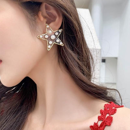 Earrings Charm Jewelry Transparent Big Heart Pearl 