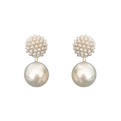 Elegant Ball Back Hanging Pearl Earrings Charm Jewelry ECJCY34 F - Touchy Style .