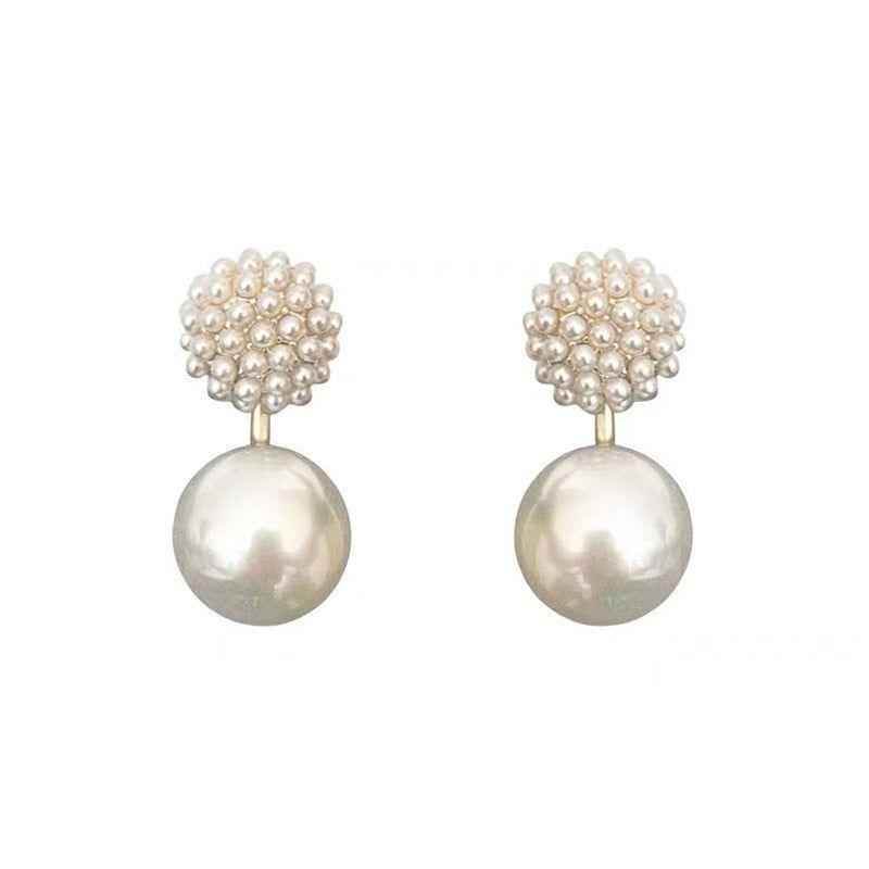 Elegant Ball Back Hanging Pearl Earrings Charm Jewelry ECJCY34 F - Touchy Style