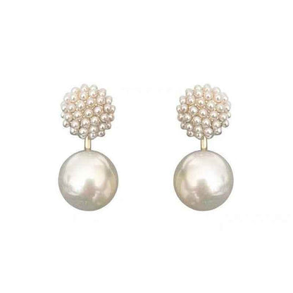 Elegant Ball Back Hanging Pearl Earrings Charm Jewelry ECJCY34 F - Touchy Style