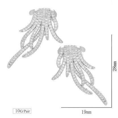 Elegant Famous Design Leaf Full Micro Paved Micro Zirconia Wedding Earring Fashion Earring Charm Jewelry - Touchy Style .