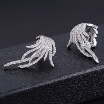 Elegant Famous Design Leaf Full Micro Paved Micro Zirconia Wedding Earring Fashion Earring Charm Jewelry - Touchy Style .
