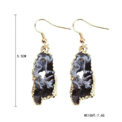Exquisite Natural Stone Long Drop Earrings Charm Jewelry BS0235 - Touchy Style