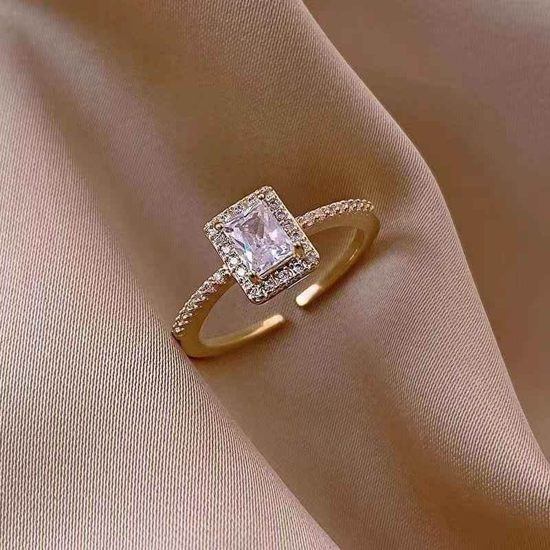 Exquisite Simple Square Zircon Open Finger Rings Charm Jewelry RCJNN46 - Touchy Style .