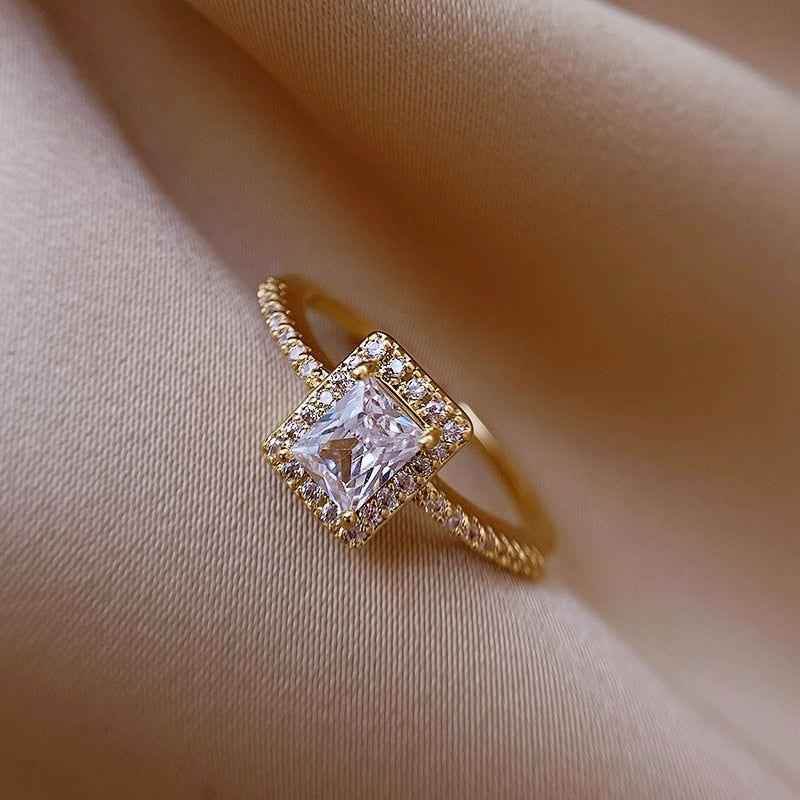 Exquisite Simple Square Zircon Open Finger Rings Charm Jewelry RCJNN46 - Touchy Style