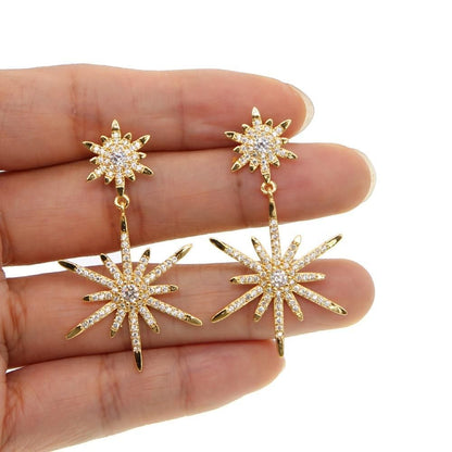 Fashion 2 North Stars Long Earring Charm Jewelry - Touchy Style .