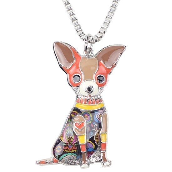 Fashion Acrylic Chihuahuas Dog Pattern Necklace Charm Jewelry BOS1054 - Touchy Style .