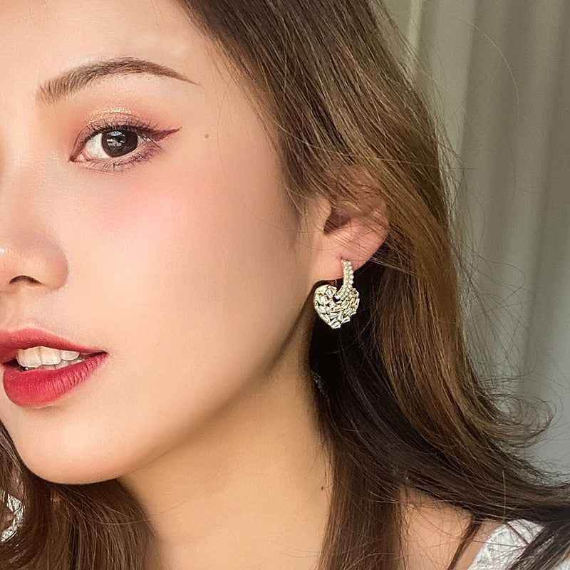 Fashion Crystal Heart-Shaped Earrings Charm Jewelry XYS022 - Touchy Style