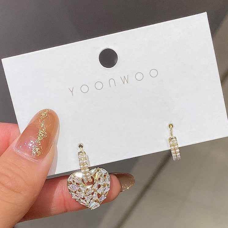 Fashion Crystal Heart-Shaped Earrings Charm Jewelry XYS022 - Touchy Style