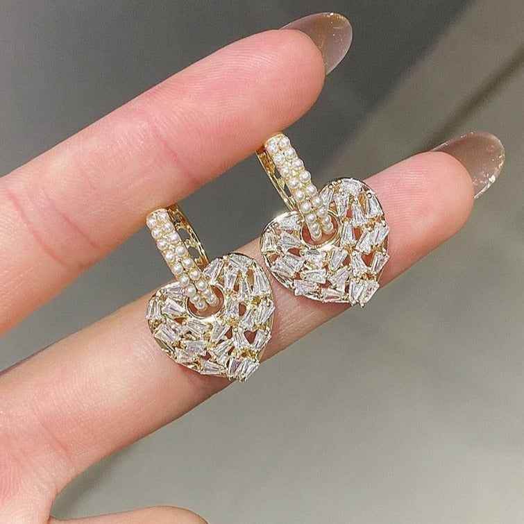 Fashion Crystal Heart-Shaped Earrings Charm Jewelry XYS022 - Touchy Style