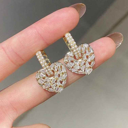 Fashion Crystal Heart-Shaped Earrings Charm Jewelry XYS022 - Touchy Style