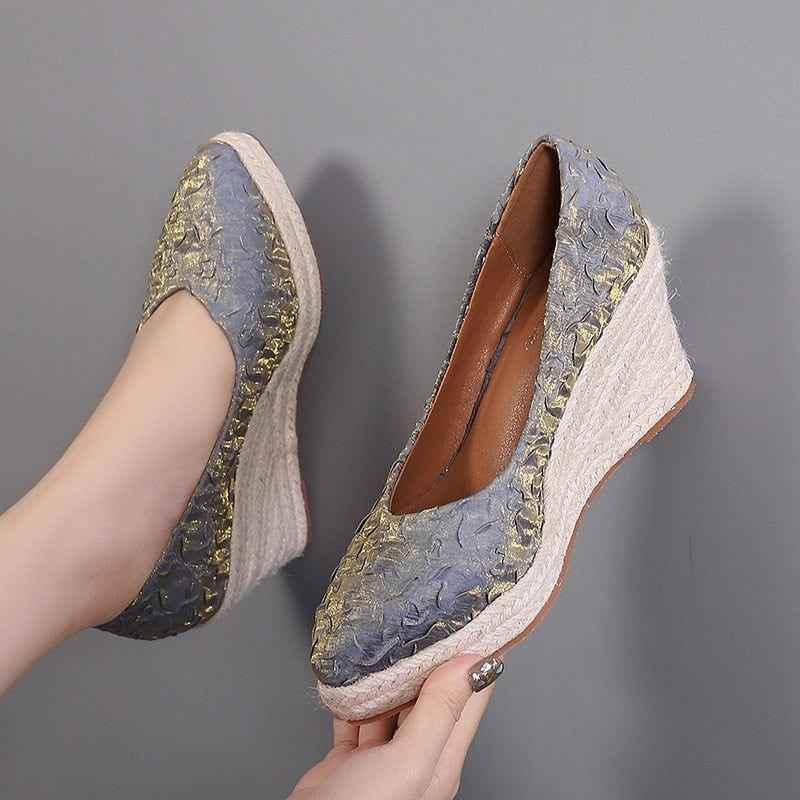 Fashion High Heels Women Wedges Casual Shoes GCSTY31 Retro Pumps A3800 - Touchy Style