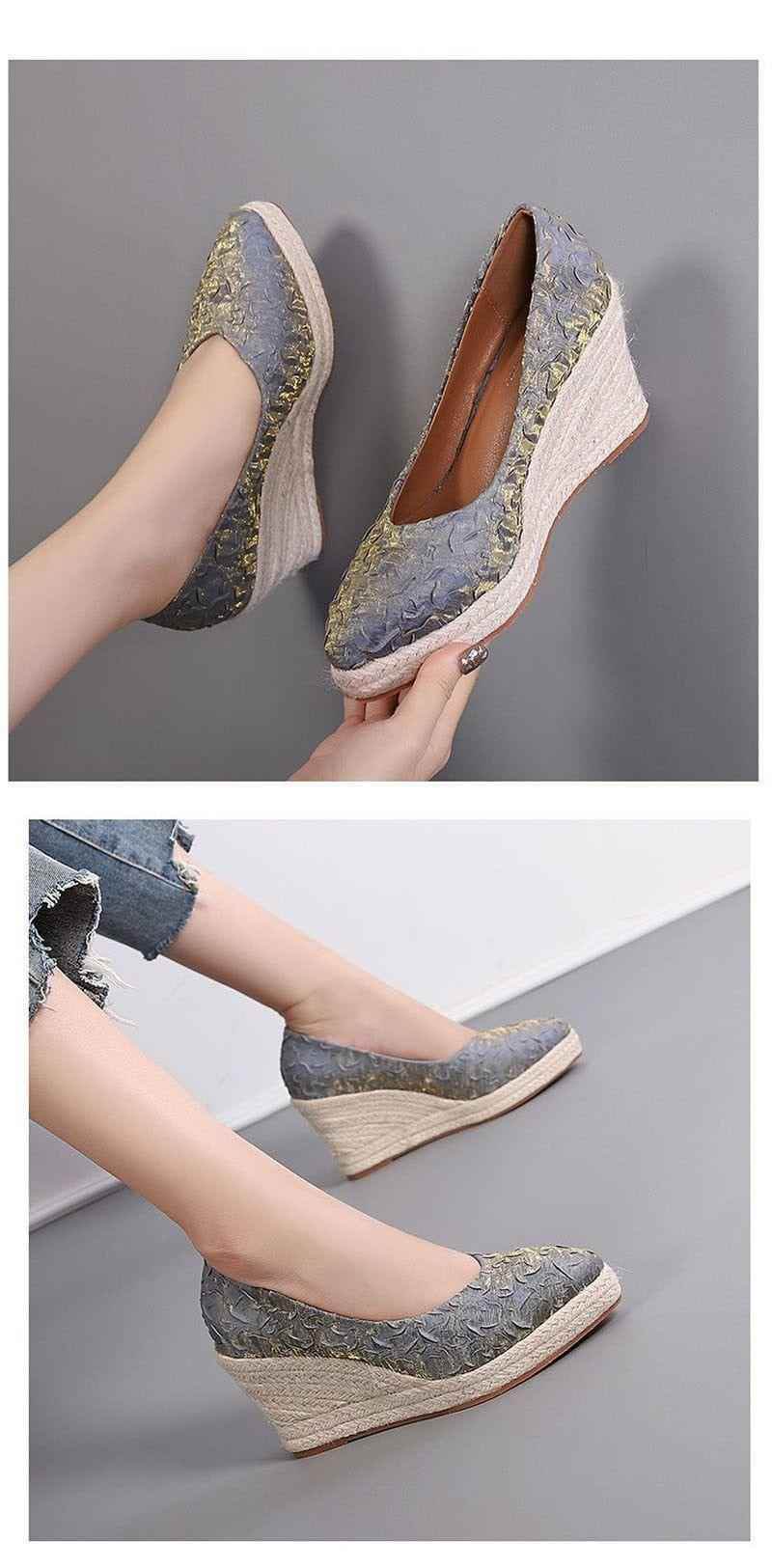 Fashion High Heels Women Wedges Casual Shoes GCSTY31 Retro Pumps A3800 - Touchy Style