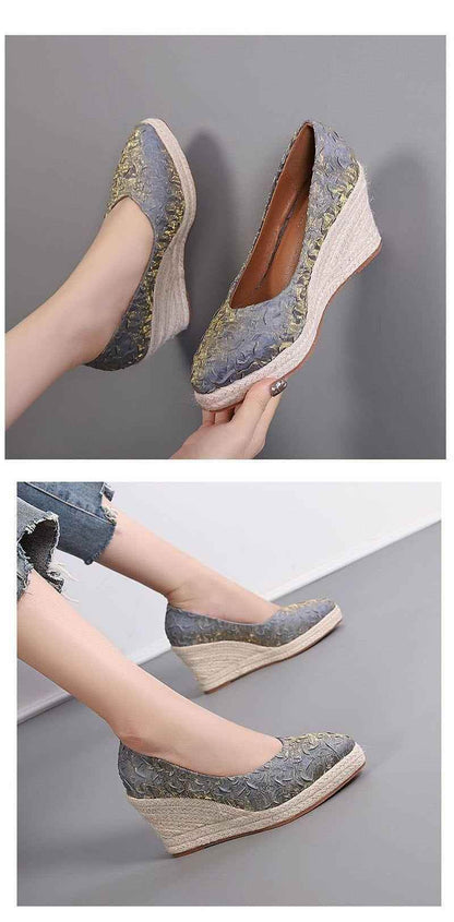 Fashion High Heels Women Wedges Casual Shoes GCSTY31 Retro Pumps A3800 - Touchy Style