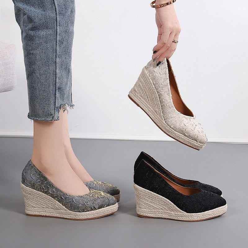 Fashion High Heels Women Wedges Casual Shoes GCSTY31 Retro Pumps A3800 - Touchy Style