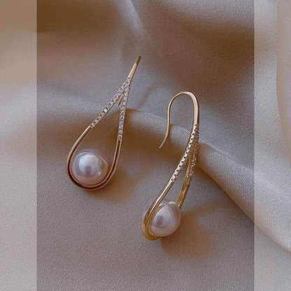 Fashion Pearl Geometric Golden Long Earrings Charm Jewelry XYS0121 - Touchy Style