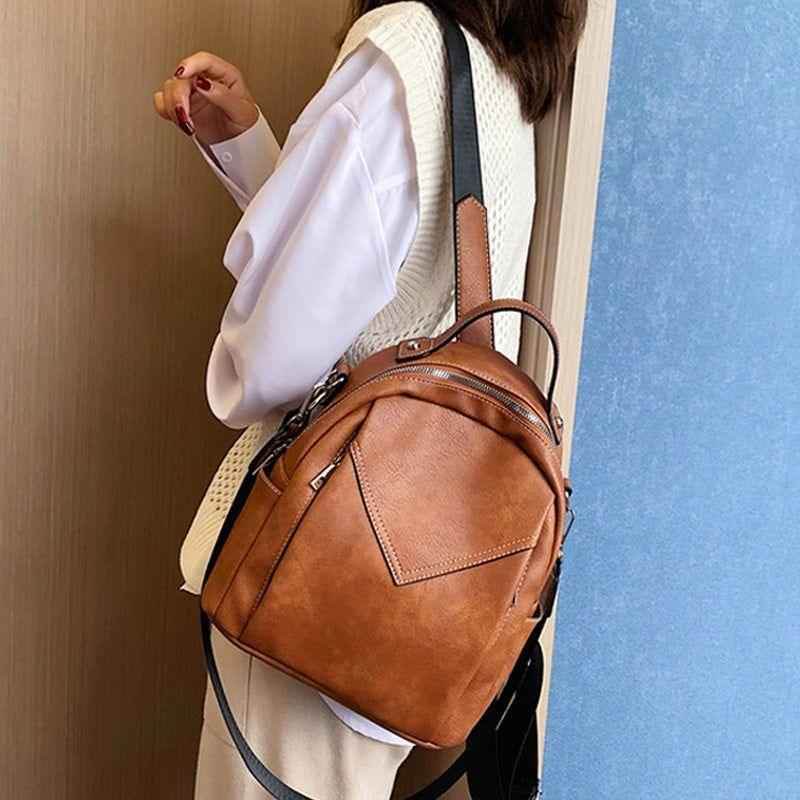 Fashion Rucksack Vintage Leather School Girls Women&