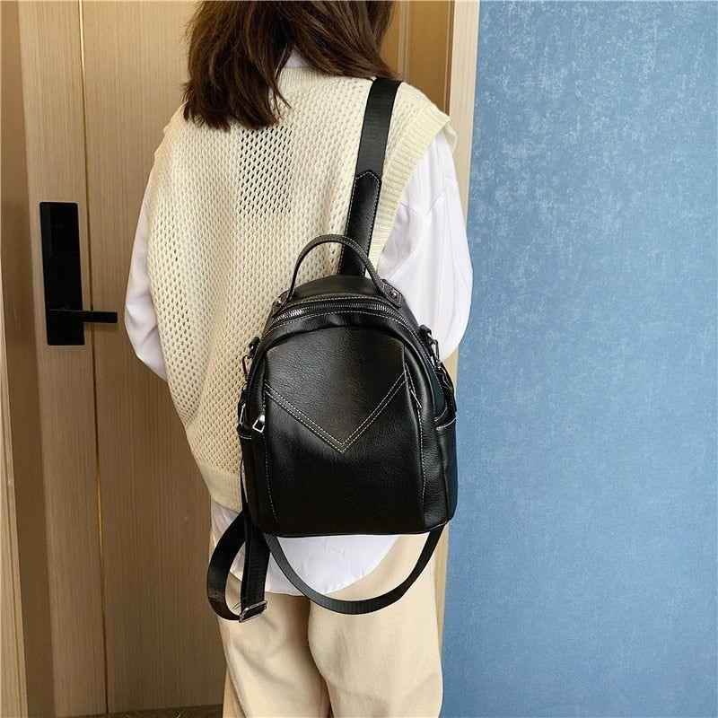 Fashion Rucksack Vintage Leather School Girls Women&