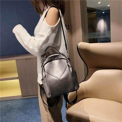 Fashion Rucksack Vintage Leather School Girls Women&